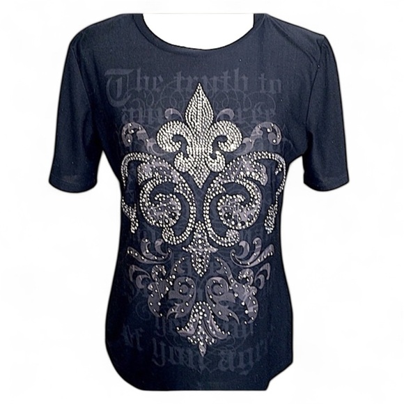 Embellished Rhinestone French Quarter Mardi Gras New Orleans Fleur De Lis Top SM - Picture 12 of 13